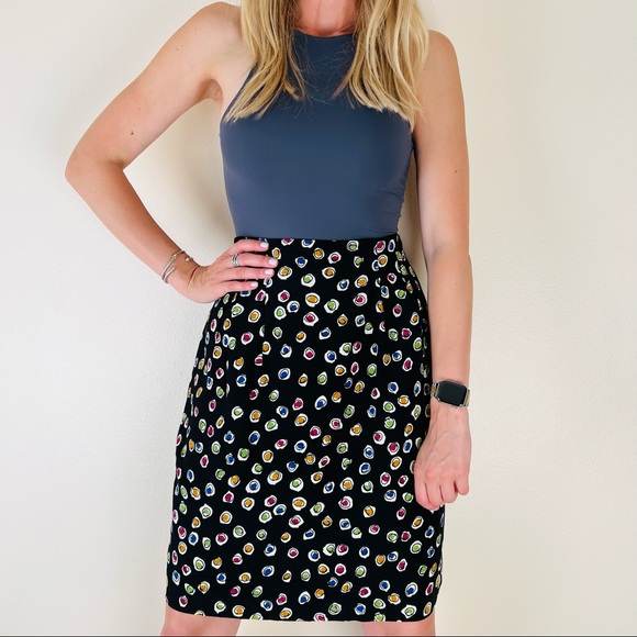 Vintage Jones New York midi skirt geometric print dots - Picture 1 of 6